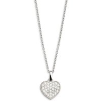 Xenox Damen Halskette mit Herz Anhänger Love Story Herz Zirkonia Silber XS2790