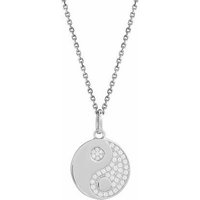 Xenox Damen Halskette Coin Anhänger mit Yin Yang Zirkonia Silber XS3457K