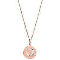Xenox Damen Halskette Coin Anhänger mit Zirkonia Herz Rosegold XS1529