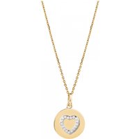 Xenox Damen Halskette mit Coin Anhänger und Herz Zirkonia Steinen Gold XS3481GK