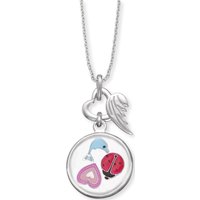 Herzengel Kinder Halskette mit runden Glas Anhänger 40cm Silber HEN-GLAS-FRIEND