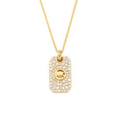 🦚 Dog Tag Gravurkette aus 925er Silber, Zirkonia, IP Gold