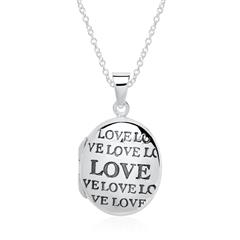 🦚 Kette und Medaillon Love aus Sterlingsilber gravierbar