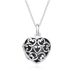 🦚 925er Silber Medaillon Kette Herzen gravierbar
