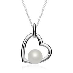 🦚 Herzkette aus Sterlingsilber mit Süßwasserperle