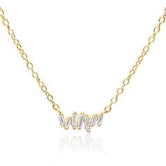 🦚 Damenkette aus vergoldetem Sterlingsilber mit Zirkonia