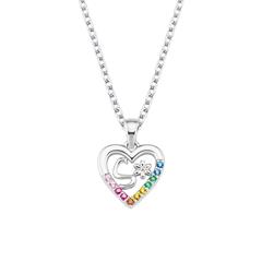 🦚 Buchstaben Kette S aus Sterlingsilber mit Herz