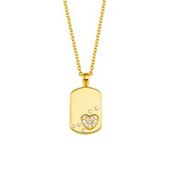 🦚 Dog Tag Kette für Mädchen aus 925er Silber, vergoldet