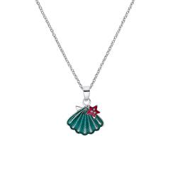 🦚 Muschel Kette für Mädchen aus Sterlingsilber, Emaille
