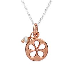 🦚 Vergoldete Silberkette Blumenanhänger und Perle