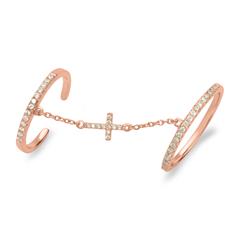 🦚 Knöchelring rosévergoldet mit Kette Kreuz Silber