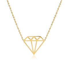 🦚 Kette Diamant aus vergoldetem Edelstahl