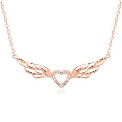🦚 Herzkette aus 925er Silber rosévergoldet mit Zirkonia