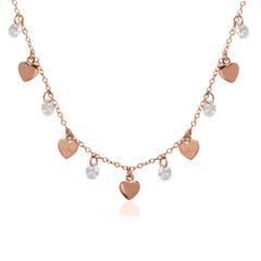 🦚 Kette Herzen aus rosévergoldetem 925er Silber Zirkonia