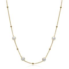 🦚 Kette aus vergoldetem Sterlingsilber mit Perlen