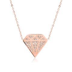 🦚 Kette aus rosévergoldetem Edelstahl mit Zirkonia