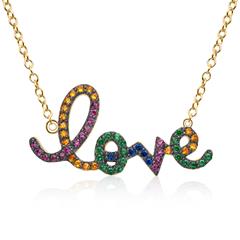 🦚 Vergoldete Love Kette bunte Zirkonia