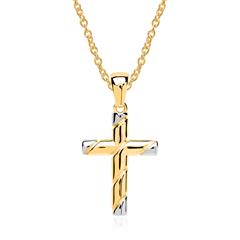 🦚 Kette Kreuz Anhänger 333er Gold bicolor