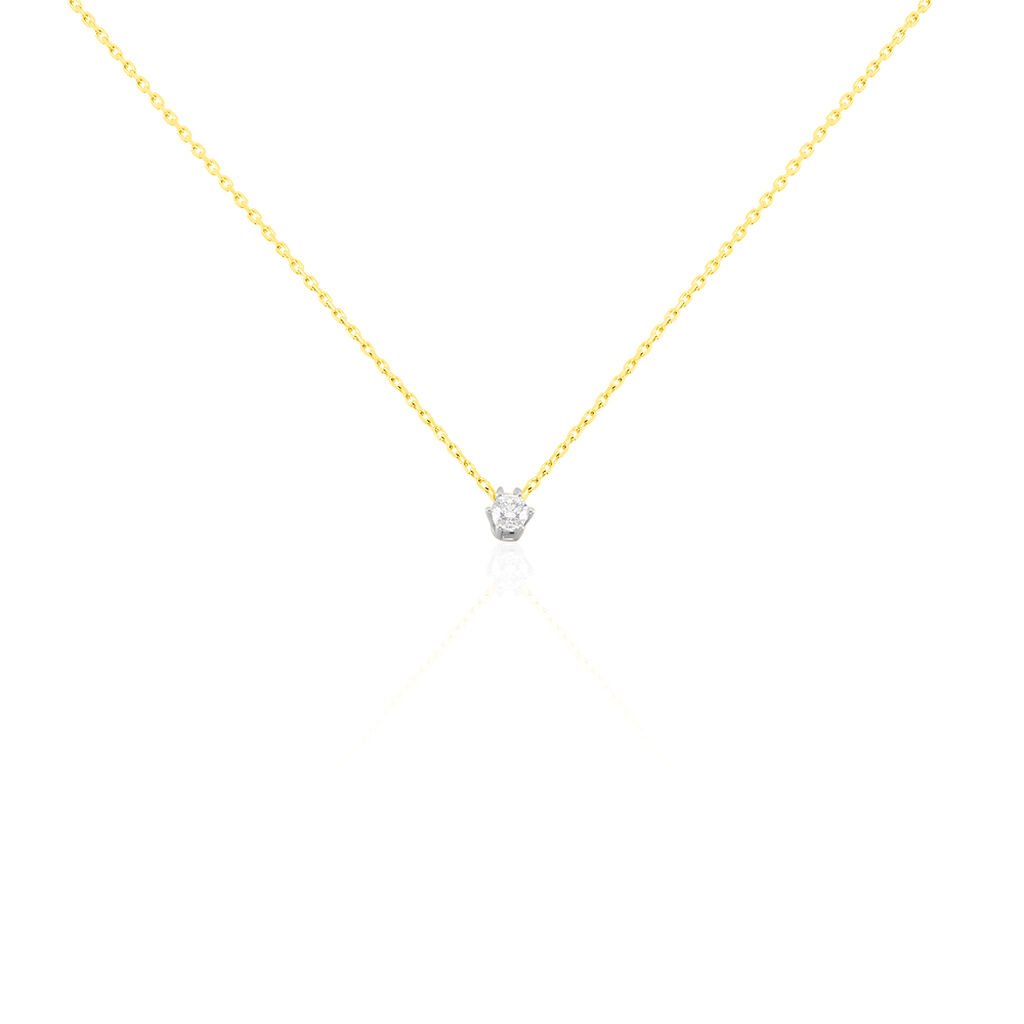 🦚 Damen Collier Gold Bicolor 750 Diamant 0,2ct Rome, Collier mit Stein
