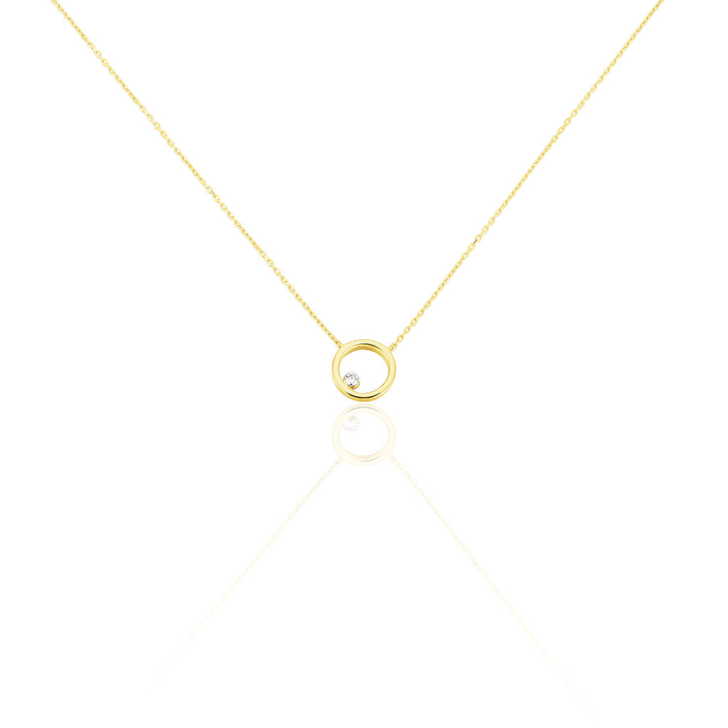 🦚 Damen Collier Gold 750 Diamant 0,05ct Kreis Invisible 3, Collier mit Stein