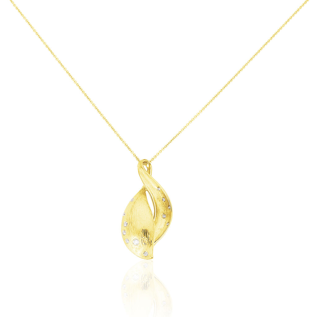 🦚 Damen Collier Gold 750 Diamant 0,16ct Welle Marta 2, Collier mit Stein