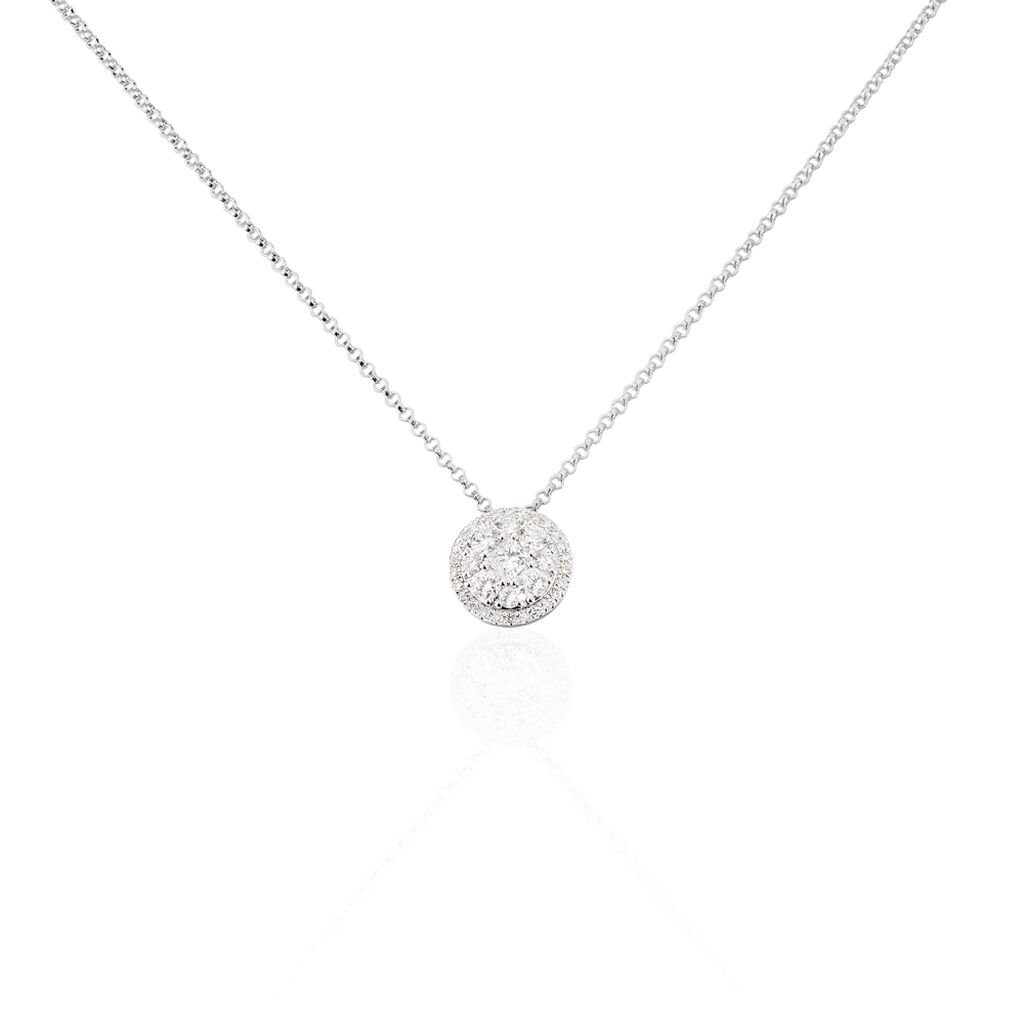 🦚 Damen Collier Weißgold 750 Diamant 0,49ct Halb, Collier mit Stein