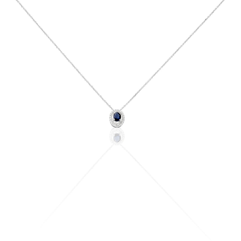 🦚 Damen Collier Weißgold 750 Saphir 0,59ct Jakka, Collier mit Stein
