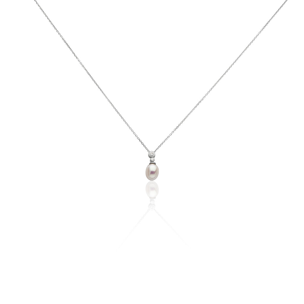 🦚 Damen Collier Weißgold 585 Diamant Perlmutt Tropfen, Collier mit Stein
