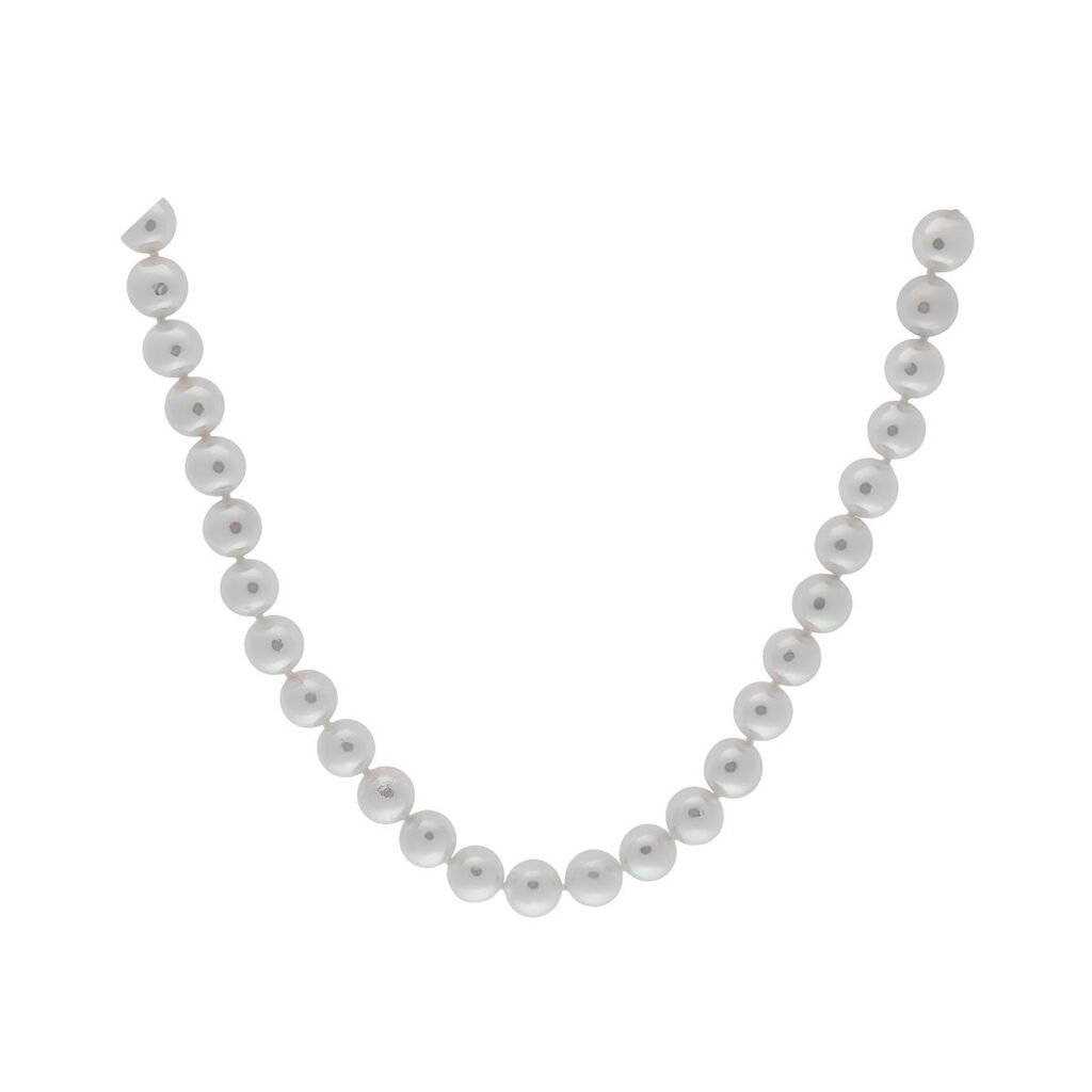 🦚 Damen Collier Gold 585 Akoyaperlen 6-7mm, Collier mit Stein