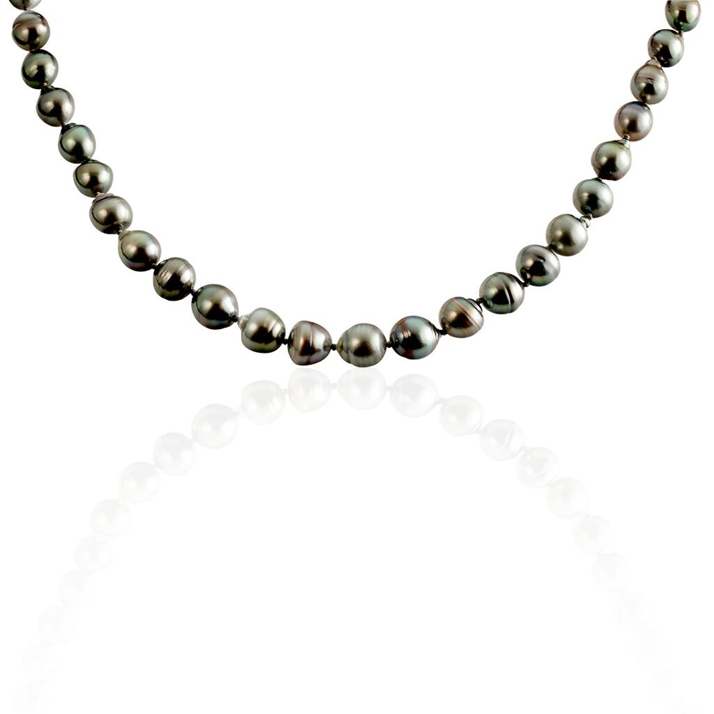 🦚 Damen Collier Weißgold 585 Tahitiperle 8-10mm, Collier mit Stein