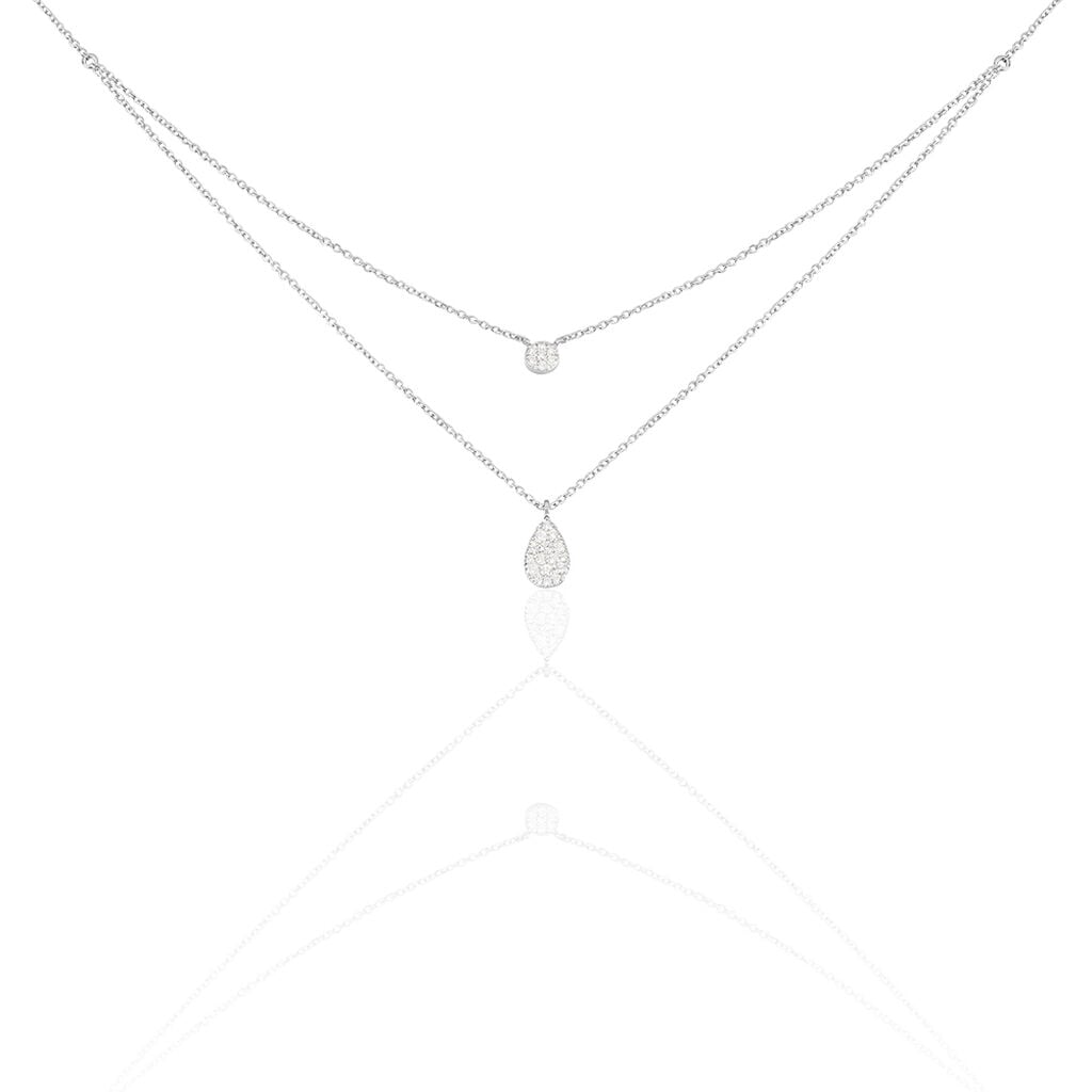 🦚 Damen Collier Weißgold 375 Diamant 0,17ct Tropfen, Collier mit Stein