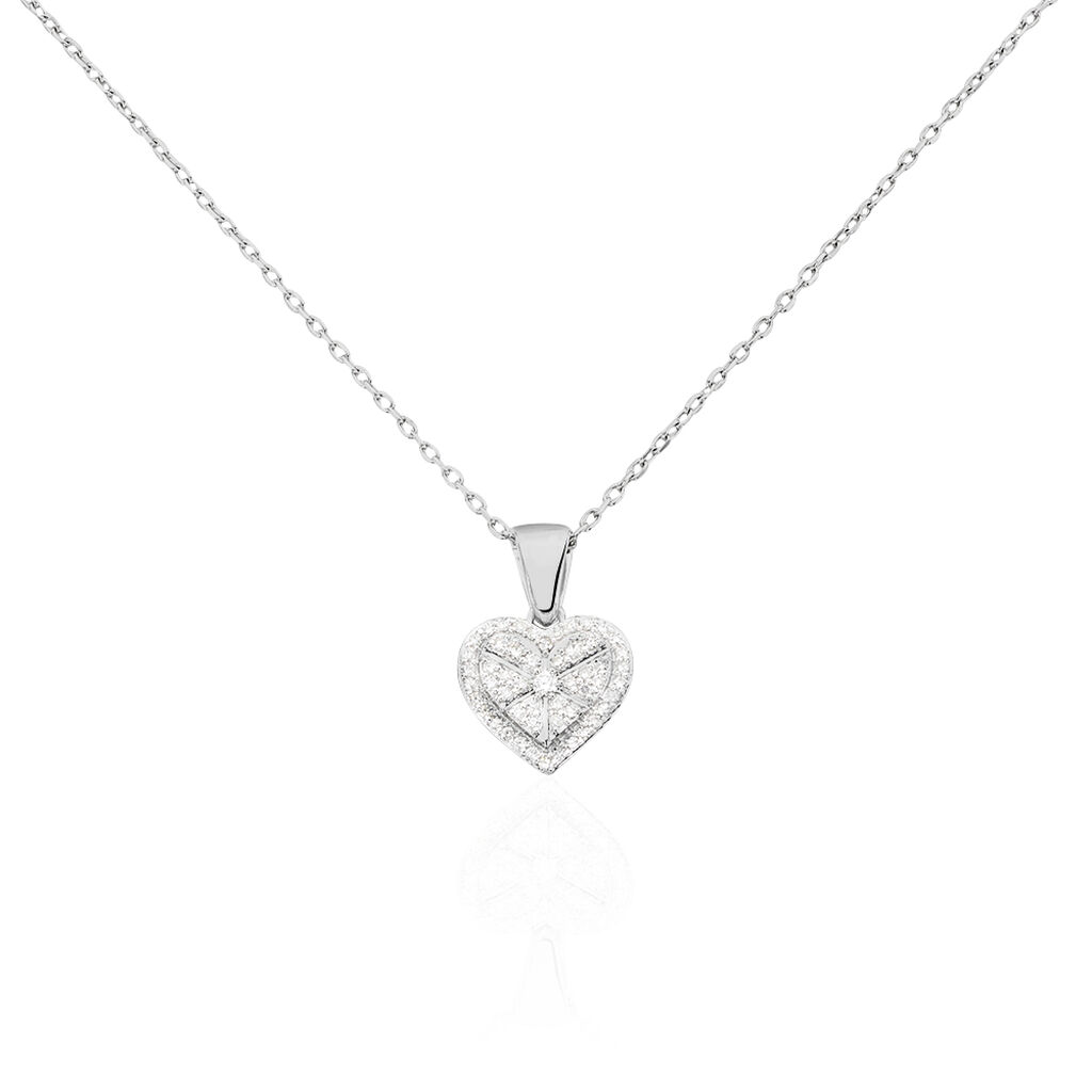 🦚 Damen Collier Weißgold 375 Diamant 0,11ct Herz Valerie, Collier mit Stein