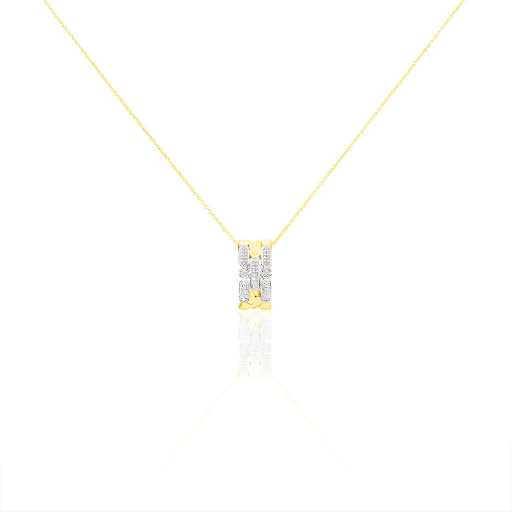 🦚 Damen Collier Gold 375 Diamant 0,14ct Barren Etta, Collier mit Stein