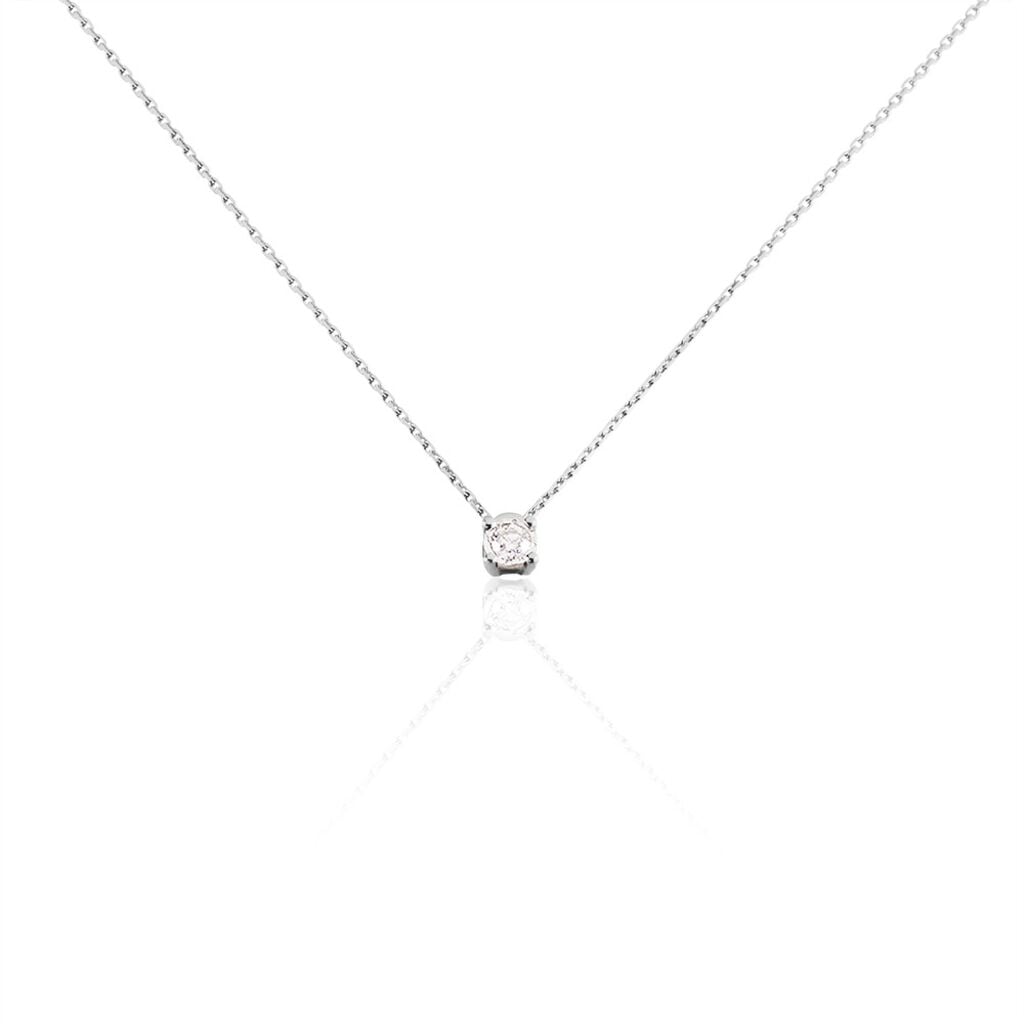 🦚 Damen Collier Weißgold 375 Diamant 0,1ct Lirik 0,90mm, Collier mit Stein