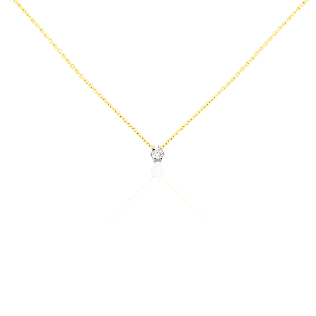 🦚 Damen Collier Gold 375 Diamant 0,1ct Rome, Collier mit Stein