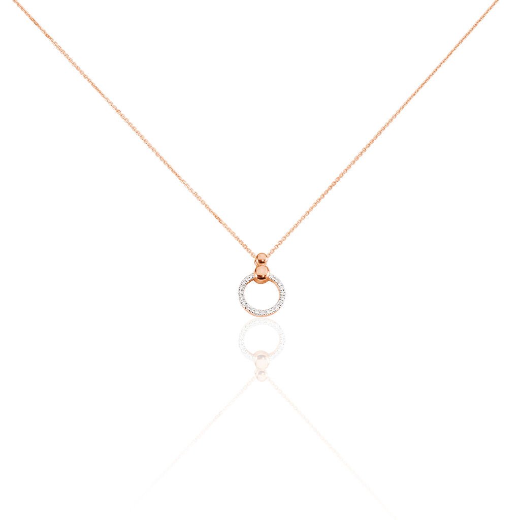 🦚 Damen Collier Rosegold 375 Diamant 0,14ct Kreis Bibi, Collier mit Stein
