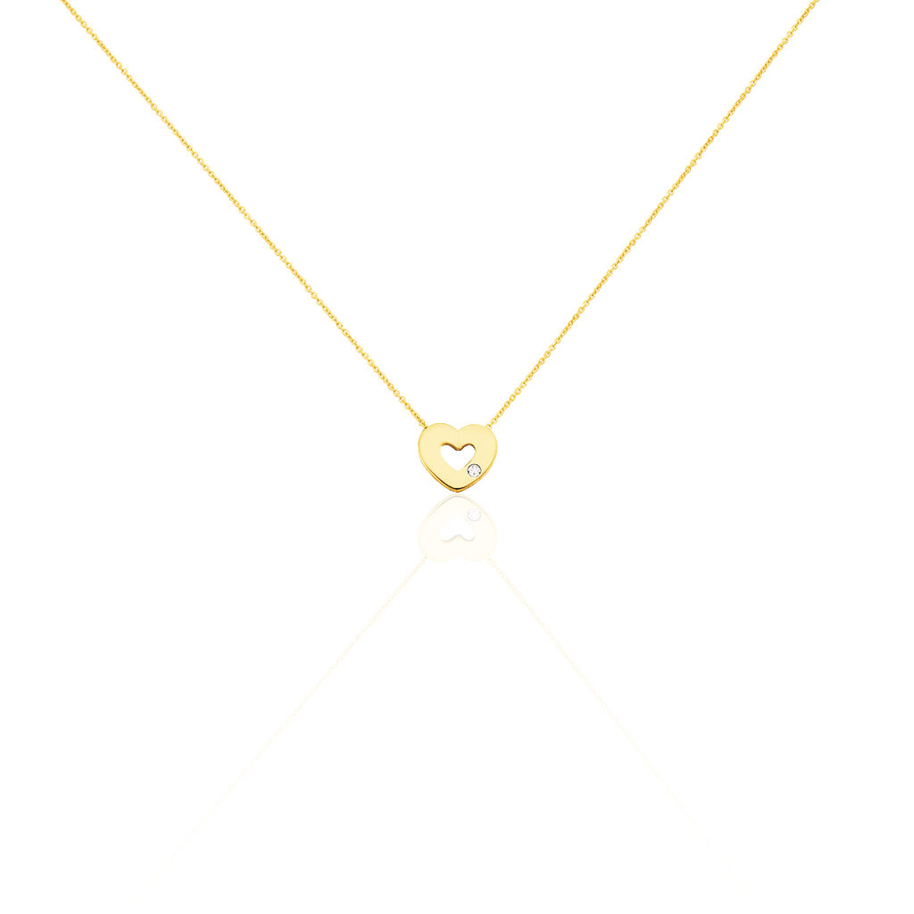 🦚 Damen Collier Gold 375 Diamant 0ct Herz Herz Fala, Collier mit Stein