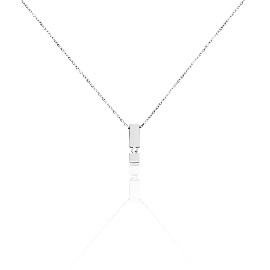 🦚 Damen Collier Weißgold 375 Diamant 0,04ct Barren Granada, Collier mit Stein