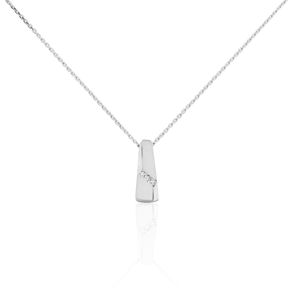🦚 Damen Collier Weißgold 375 Diamant 0,01ct Rechteckig Mata, Collier mit Stein