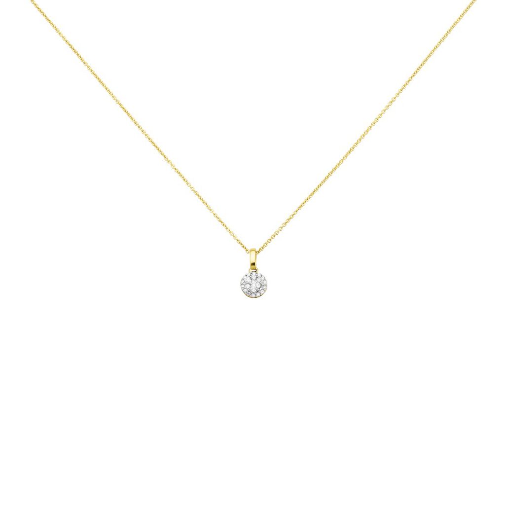 🦚 Damen Collier Gold 375 Diamant 0,25ct Kreis Bloom, Collier mit Stein