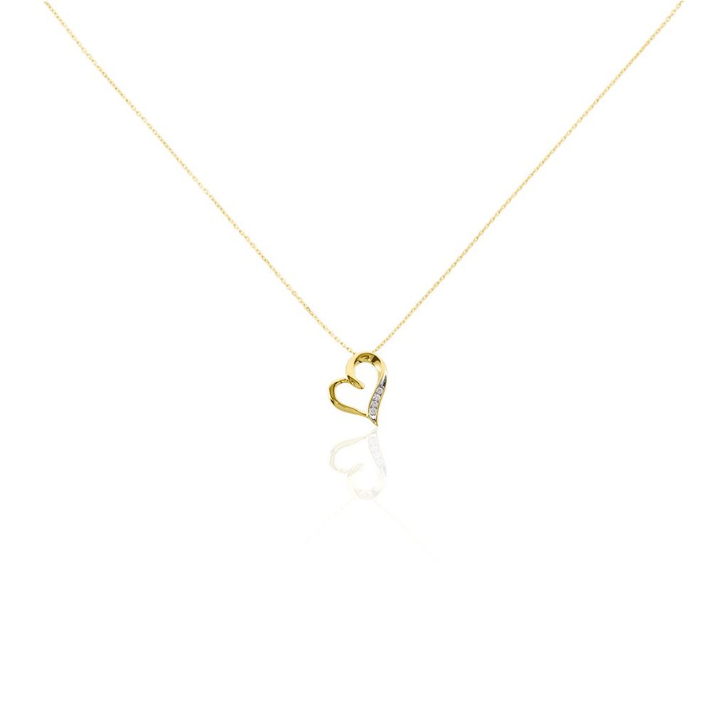 🦚 Damen Collier Gold 375 Diamant 0,04ct Herz Herz Hanne, Collier mit Stein