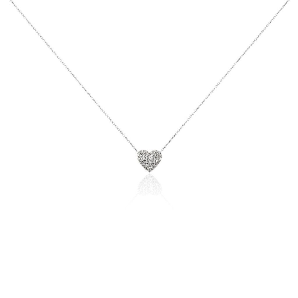 🦚 Damen Collier Weißgold 375 Diamant 0,12ct Herz Ti Amo 0,70mm, Collier mit Stein