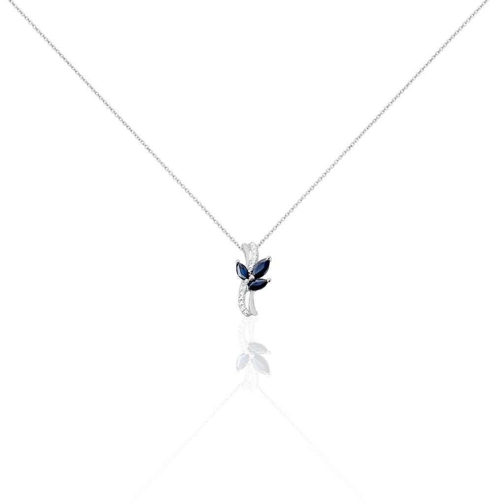 🦚 Damen Collier Weißgold 375 Saphir 0,27ct Welle Angie, Collier mit Stein