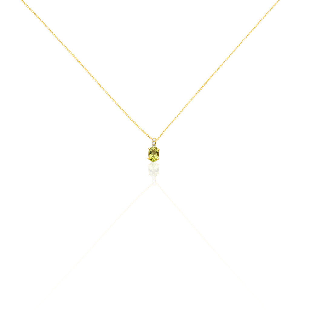 🦚 Damen Collier Gold 375 Peridot Grün 0,49ct Oval Elenea, Collier mit Stein