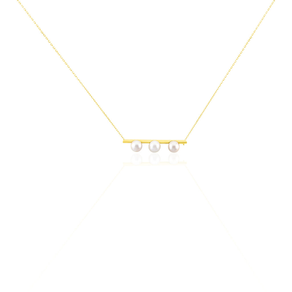 🦚 Damen Halskette Gold 375 Zuchtperle, Collier mit Stein