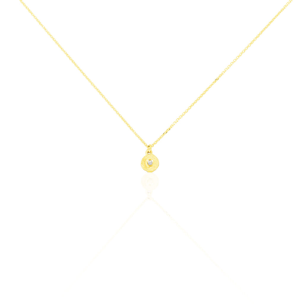 🦚 Damen Collier Gold 375 Zirkonia Kreis Dottie, Collier mit Stein