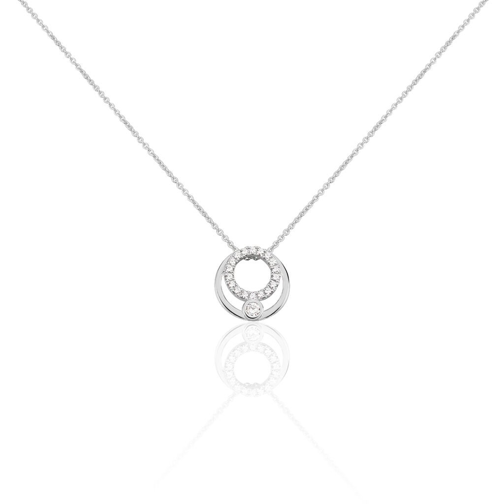 🦚 Damen Collier Weißgold 375 Zirkonia Kreis Laura, Collier mit Stein
