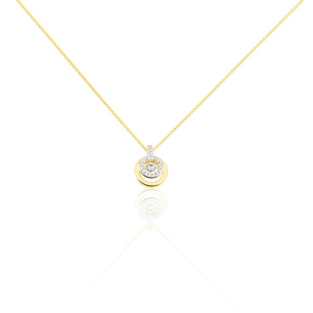 🦚 Damen Collier Gold 375 Zirkonia Kreis, Collier mit Stein
