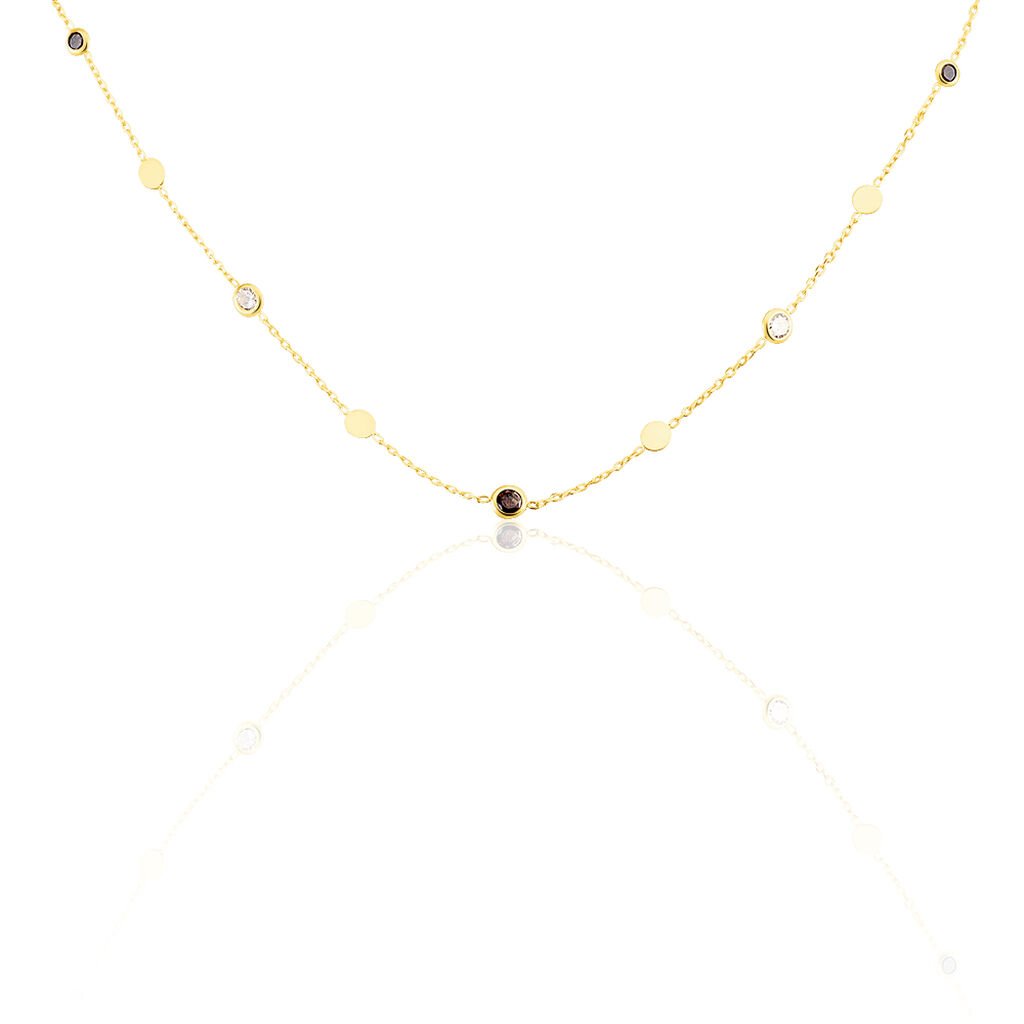 🦚 Damen Halskette Gold 375 Zirkonia, Collier mit Stein