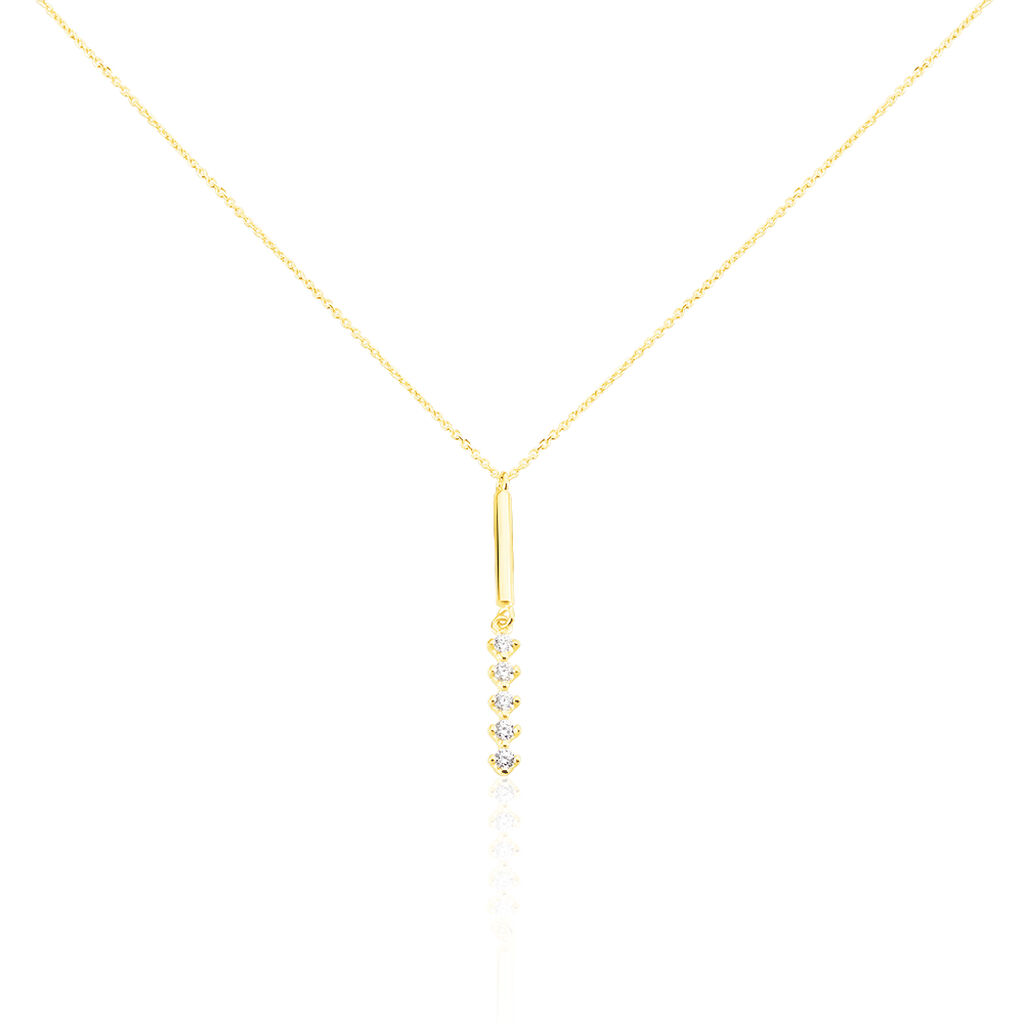 🦚 Damen Halskette Gold 375 Zirkonia, Collier mit Stein